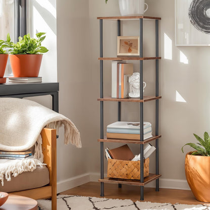 HOOBRO Retro Brown Five-Tier Square Corner Shelf