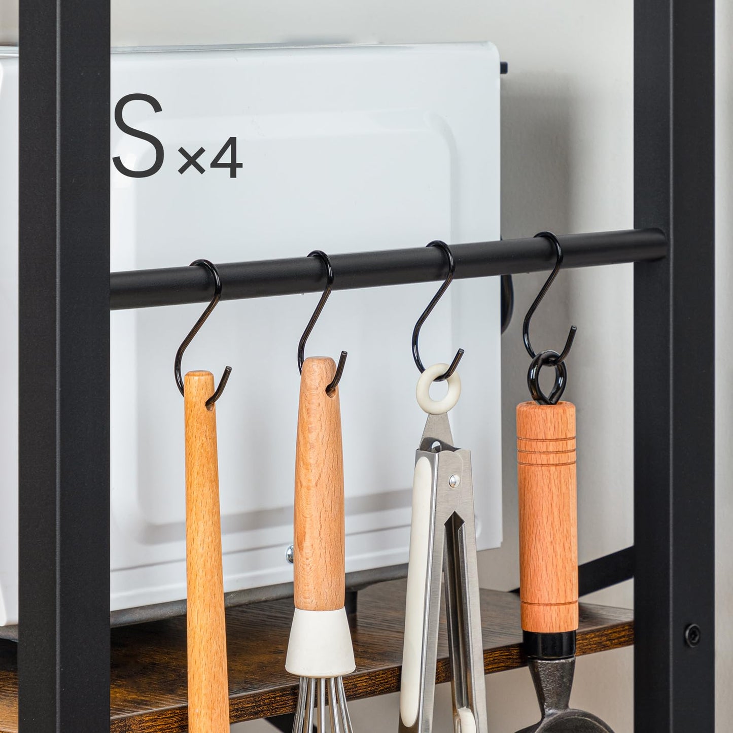 HOOBRO Retro Brown 68.1-inch 7-Tier Baking Rack with Power Outlet & 4 S-Hooks