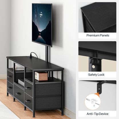 HOOBRO Swivel TV Stand with Mount & Power Outlet for 65" TVs