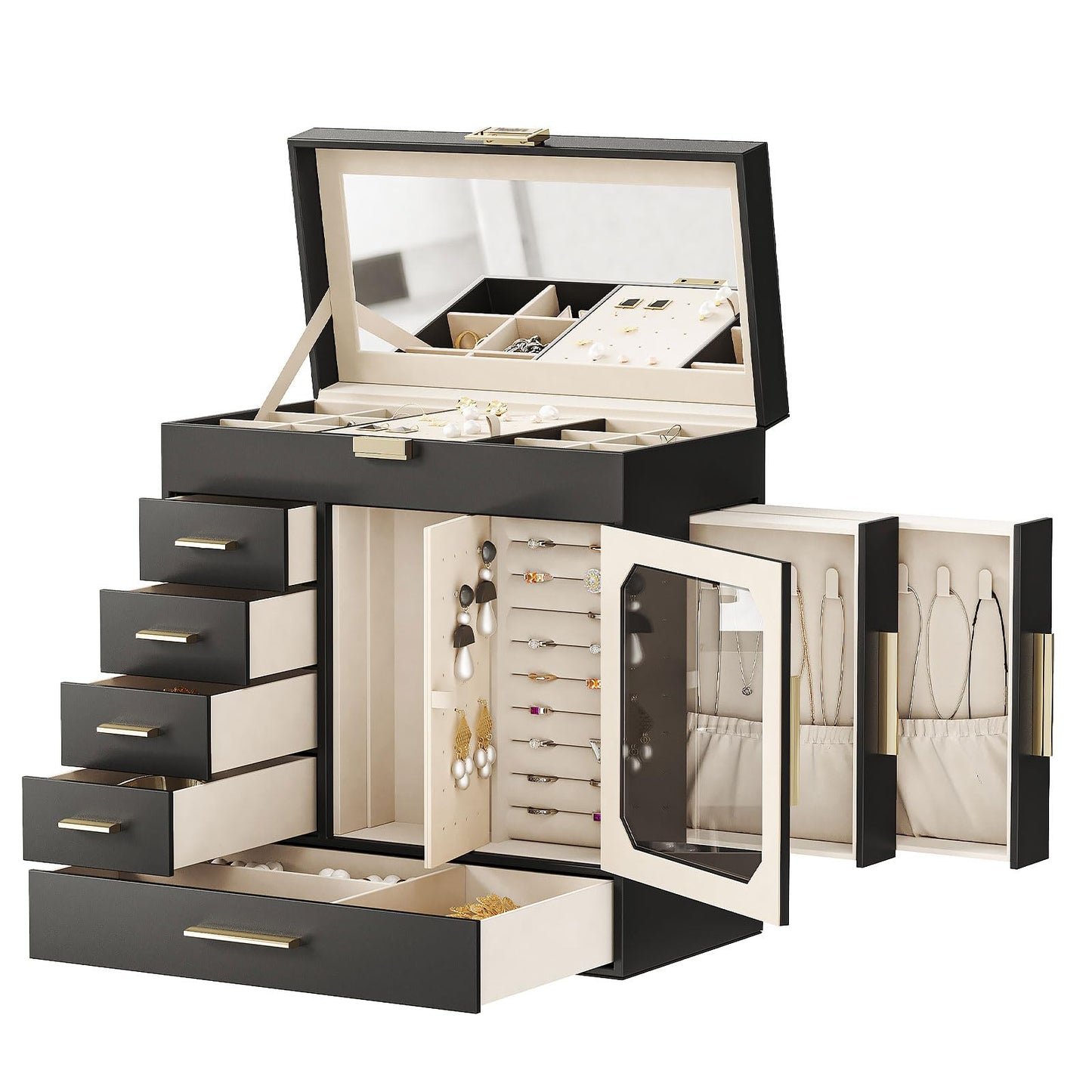 HOOBRO Jewelry Storage Box with Mirror