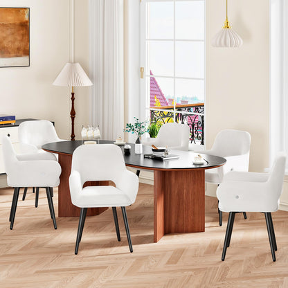 HOOBRO Beige Modern Upholstered Dining Chair with Soft Armrests / 2PICS