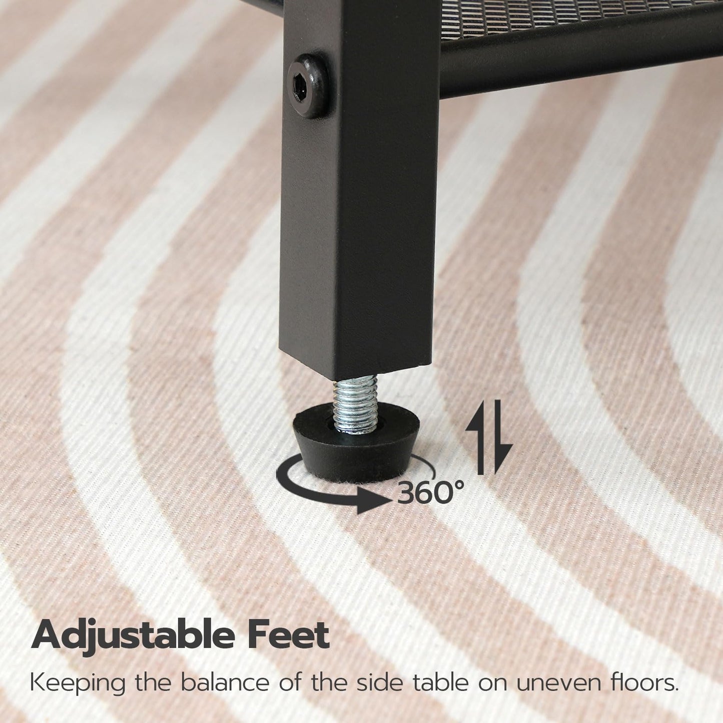 HOOBRO Tall 3-Tier Narrow Side Table with Charging Station