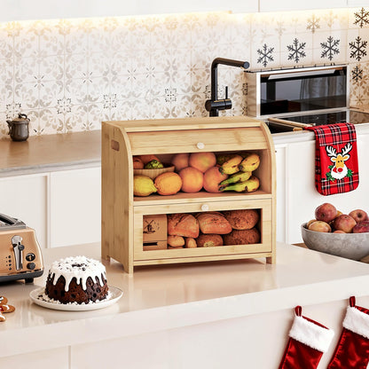 HOOBRO Bamboo Bread Box for Kitchen Countertop