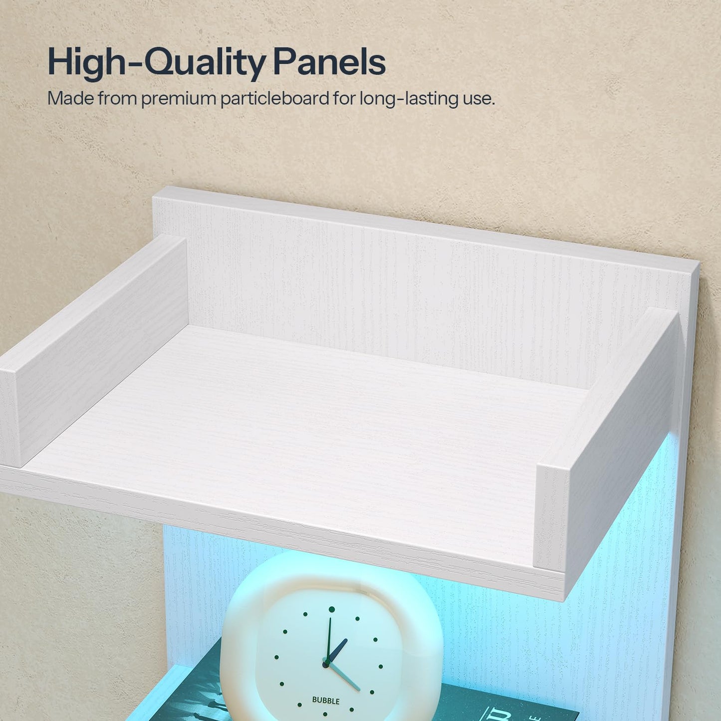 HOOBRO 4-Tier Floating Wall Shelves with LED Lights