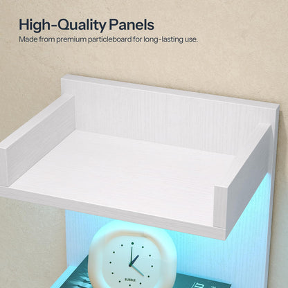 HOOBRO 4-Tier Floating Wall Shelves with LED Lights