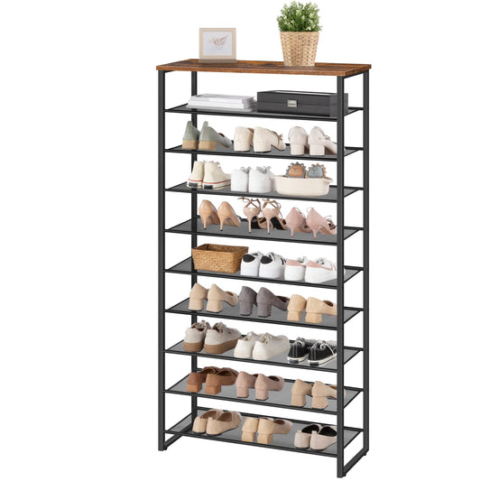 HOOBRO 29.5" L 10-Tier Shoe Rack Holds 36-40 Pairs of Shoes