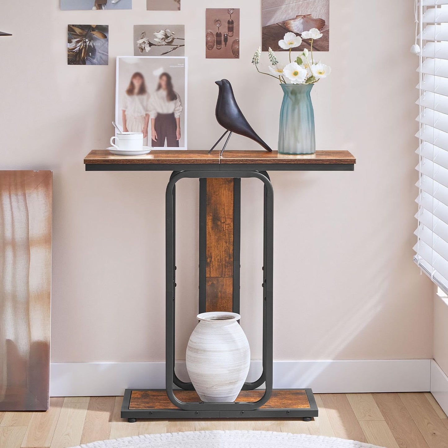 HOOBRO 2-Tier Narrow Console Table for Entryway