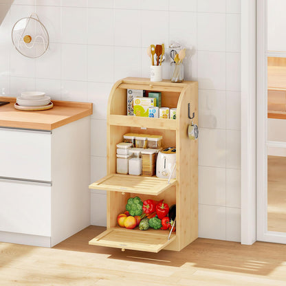 HOOBRO 3-Tier Bamboo Kitchen  Organizer Potato Storage Bin