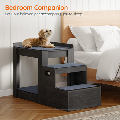 HOOBRO Pet Bunk Bed with Removable Ladder & Storage Compartments & 4 Non-Slip Mats