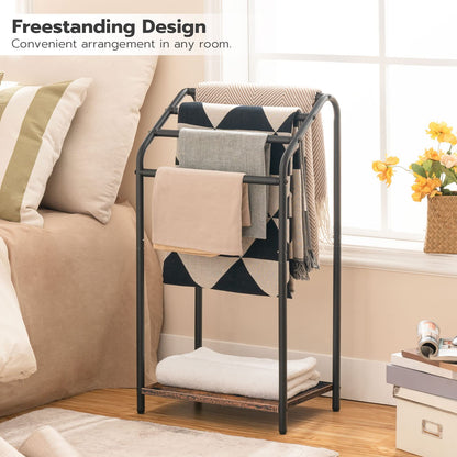 HOOBRO Retro Brown Four-Tier Freestanding Towel Rack