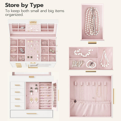 HOOBRO Vertical Design Jewelry Storage Box with Mirror