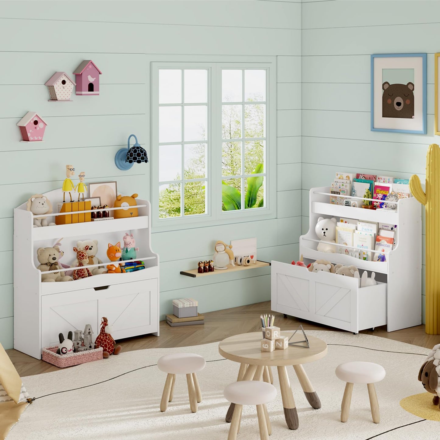 HOOBRO White Children's Toy Storage Rack with Movable Drawers