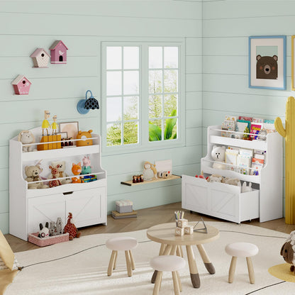 HOOBRO White Children's Toy Storage Rack with Movable Drawers