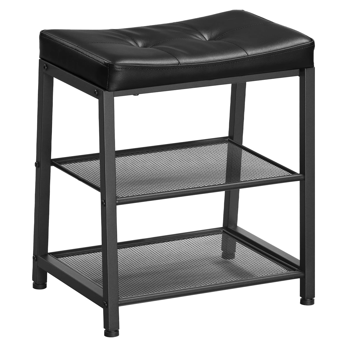 HOOBRO Shoe Bench with 2-Tier Storage Rack, Shoe Storage Bench, Black