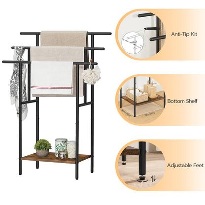 HOOBRO 39.4 inch Tall 3-Tier Freestanding Towel Rack with Shelf