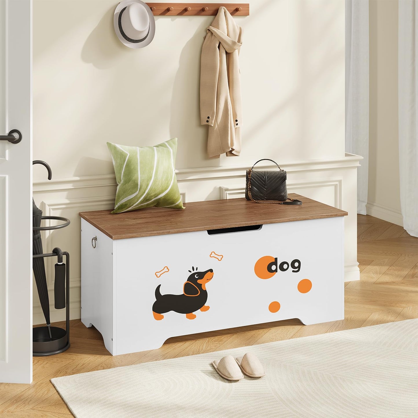 HOOBRO 39.4-inch Wood Toy Box & Storage Bench