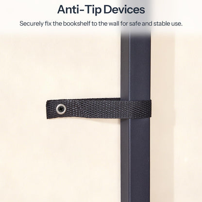 HOOBRO Industrial 5-Tier Bookshelf with 12 Open Shelves & Fabric Drawer