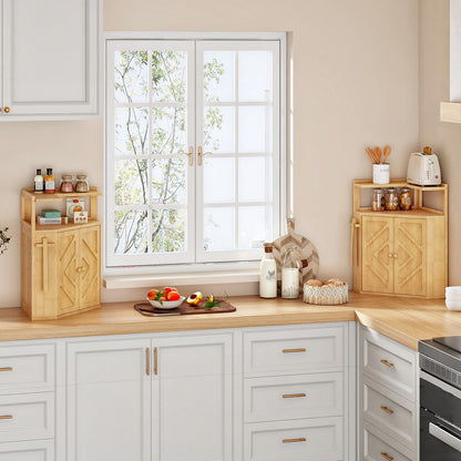 HOOBRO Bamboo Corner Bread Box for Kitchen