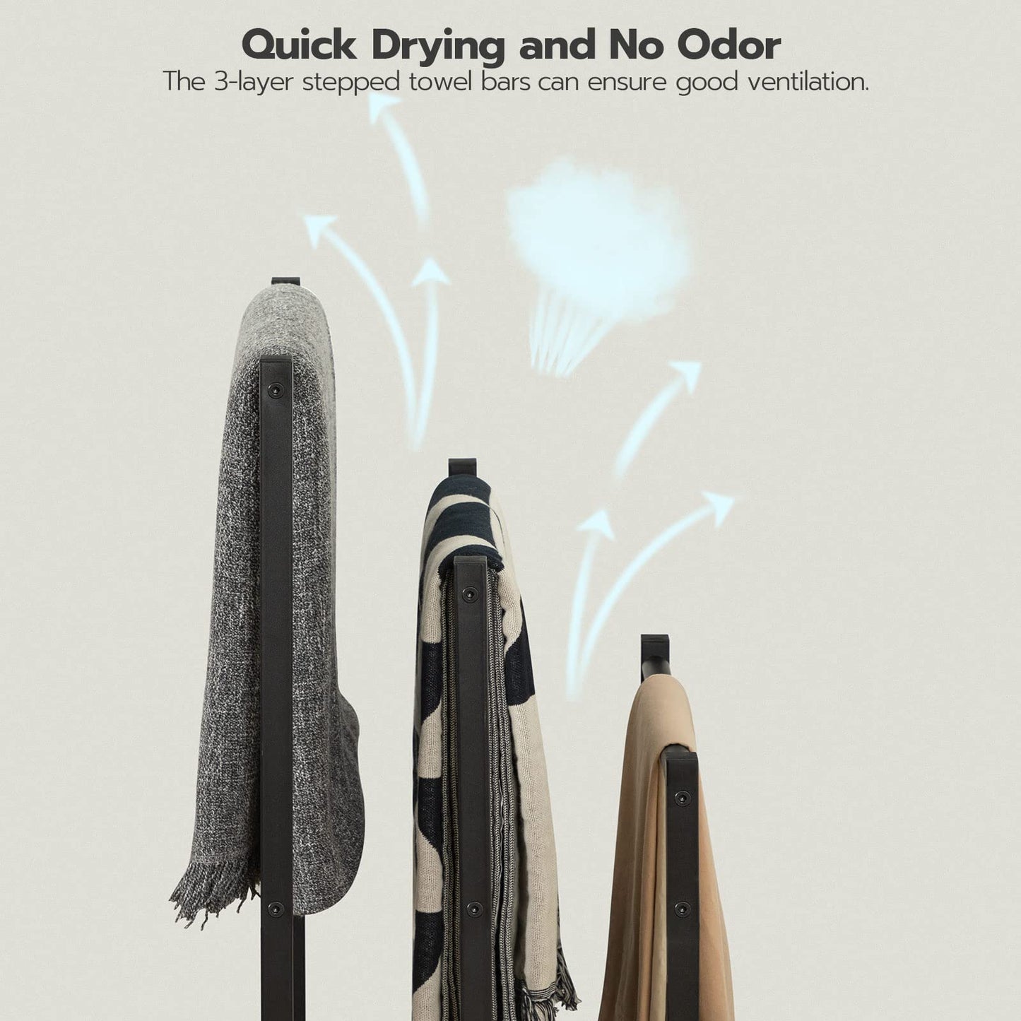 HOOBRO Retro Brown Freestanding Towel Drying Rack (3-Tier)