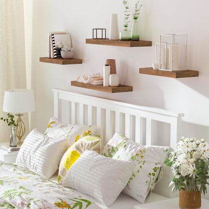 HOOBRO Retro Brown 15.7-inch Wall-Mounted Shelf with Concealed Bracket / 2PICS