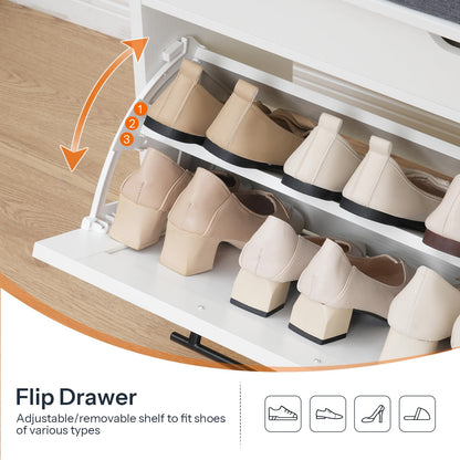 HOOBRO 31.5-inch L Shoe Storage Bench with Flip Drawer