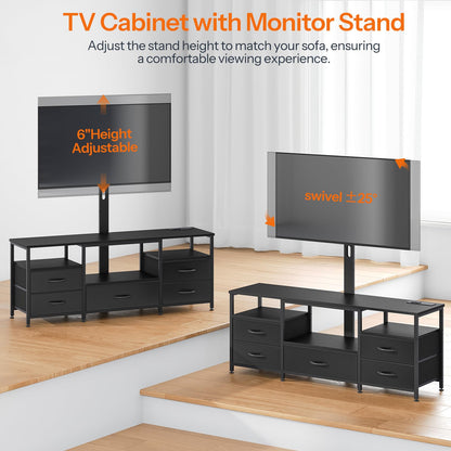 HOOBRO Swivel TV Stand with Mount & Power Outlet for 65" TVs