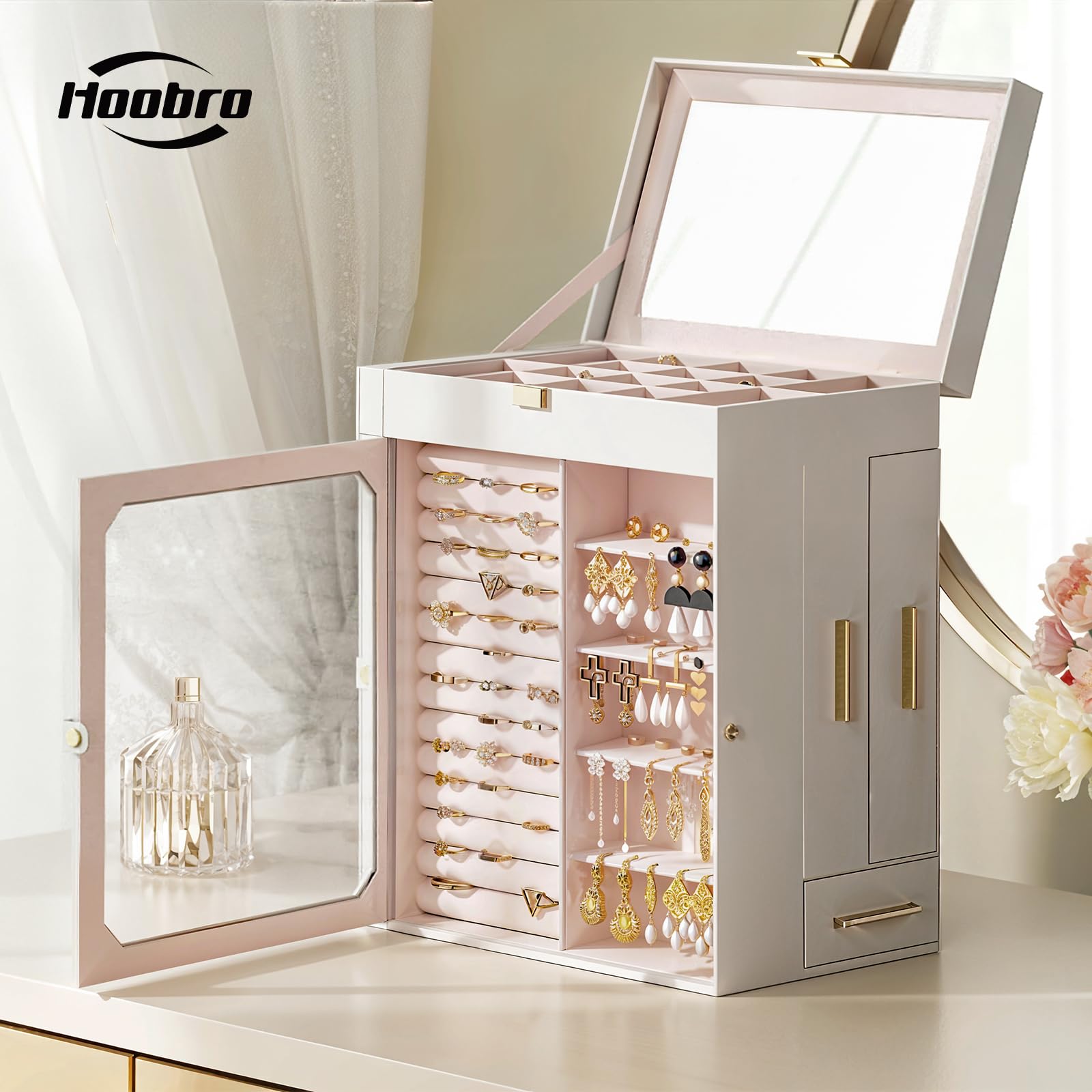 HOOBRO Jewelry Organizer Box with Mirror