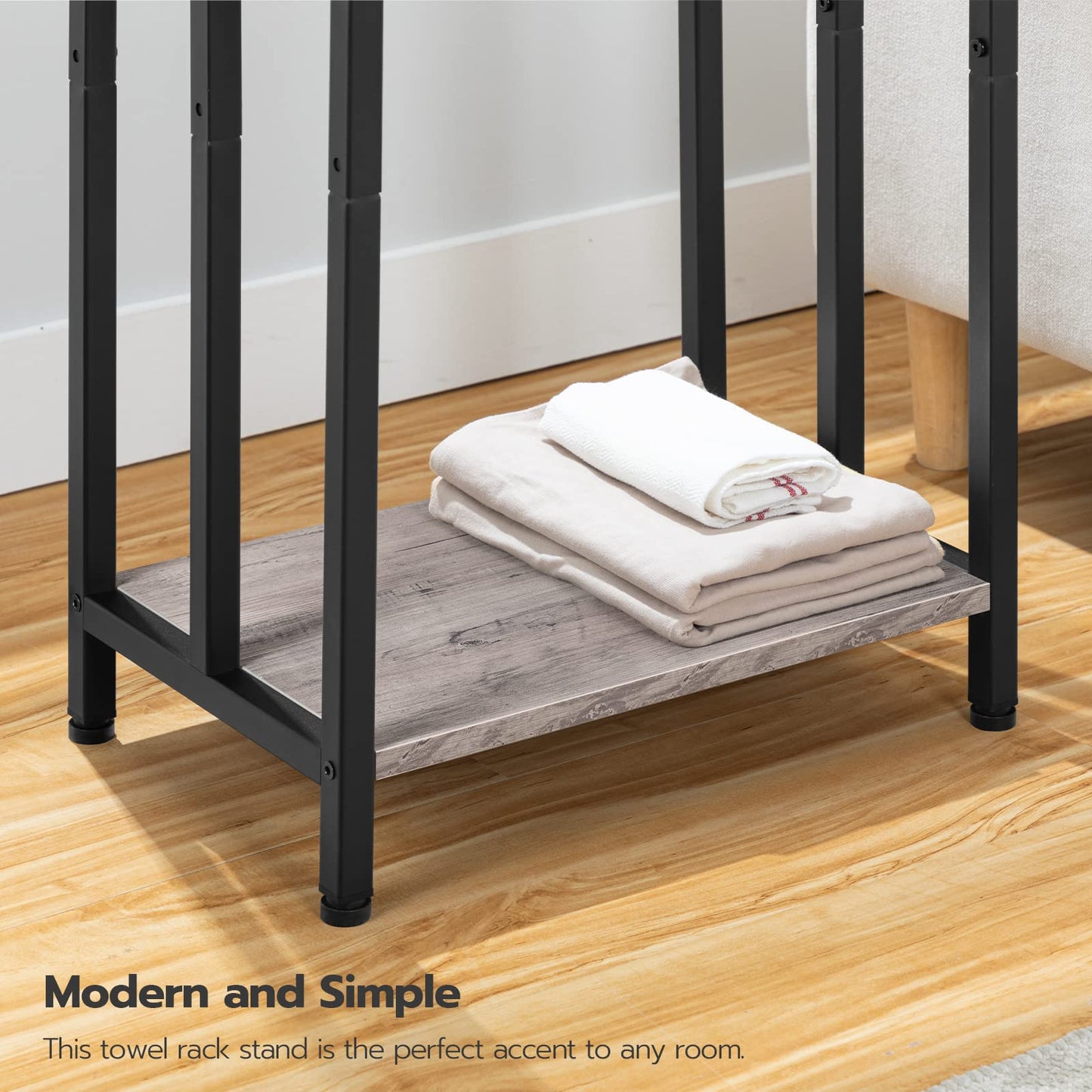 HOOBRO Greige Three-Tier Freestanding Towel Rack with Shelves