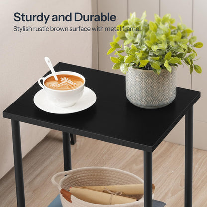 HOOBRO Black Double-Layer Storage Side Table