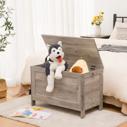 HOOBRO Greige Vintage Wood Grain Storage Cabinet with Safety Hinges