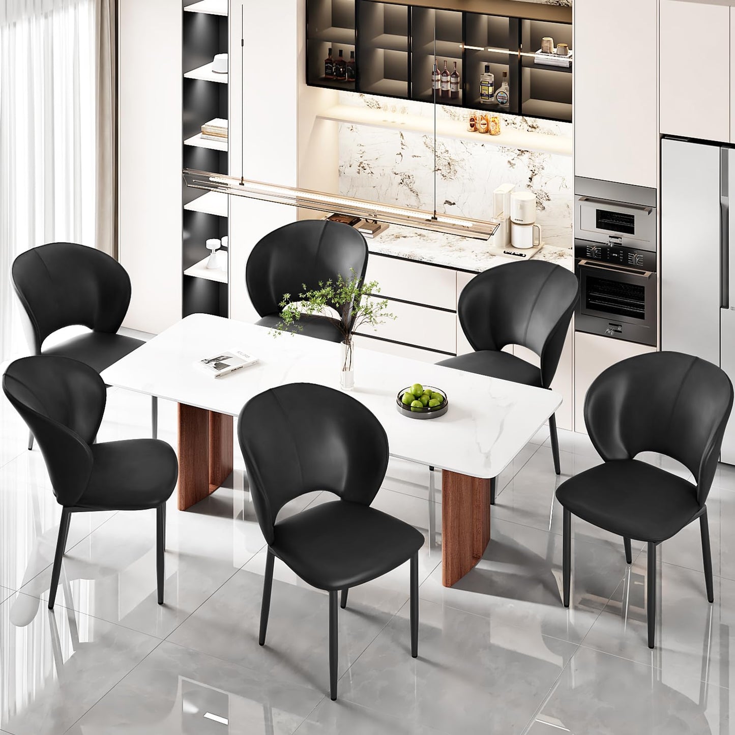 HOOBRO Black Modern Upholstered Dining Chair and Kitchen Chair Set /2PICS