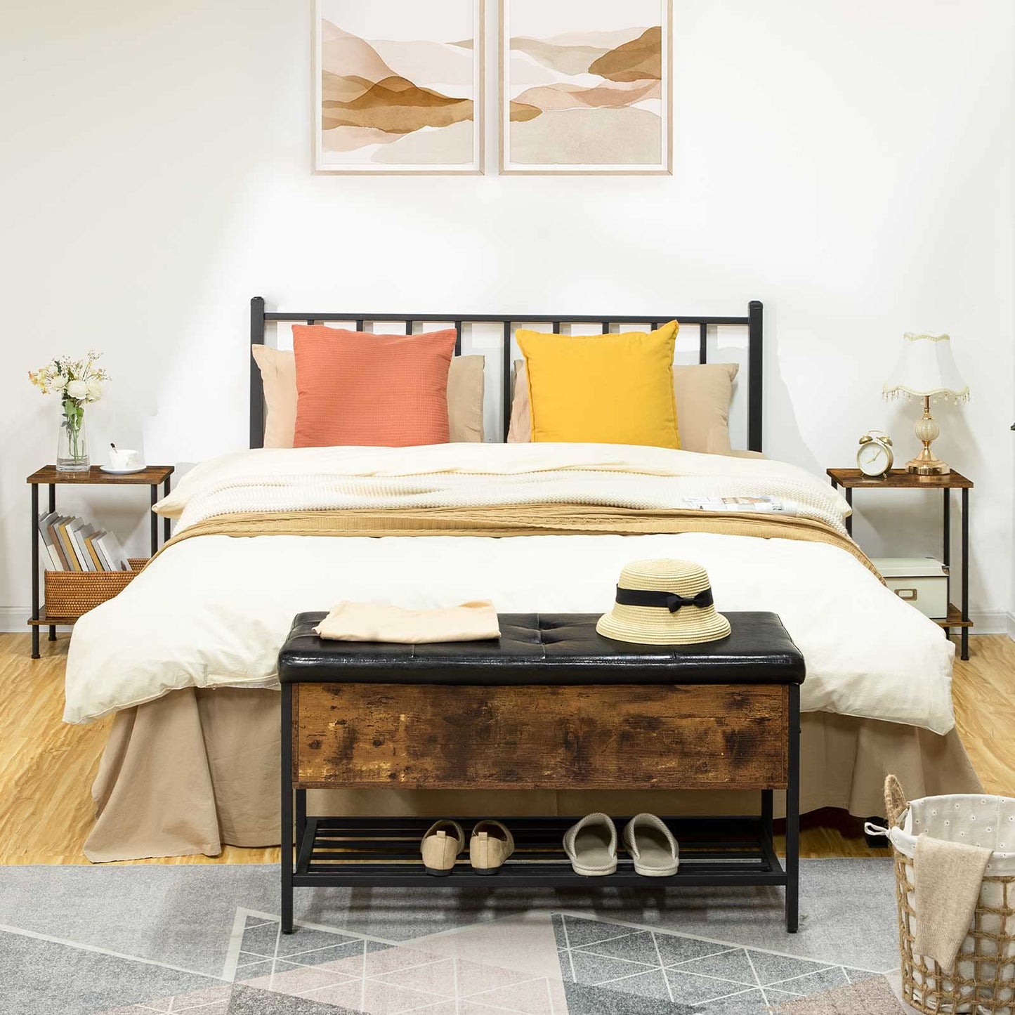 HOOBRO Small End Tables with Storage Shelves / 2PICS