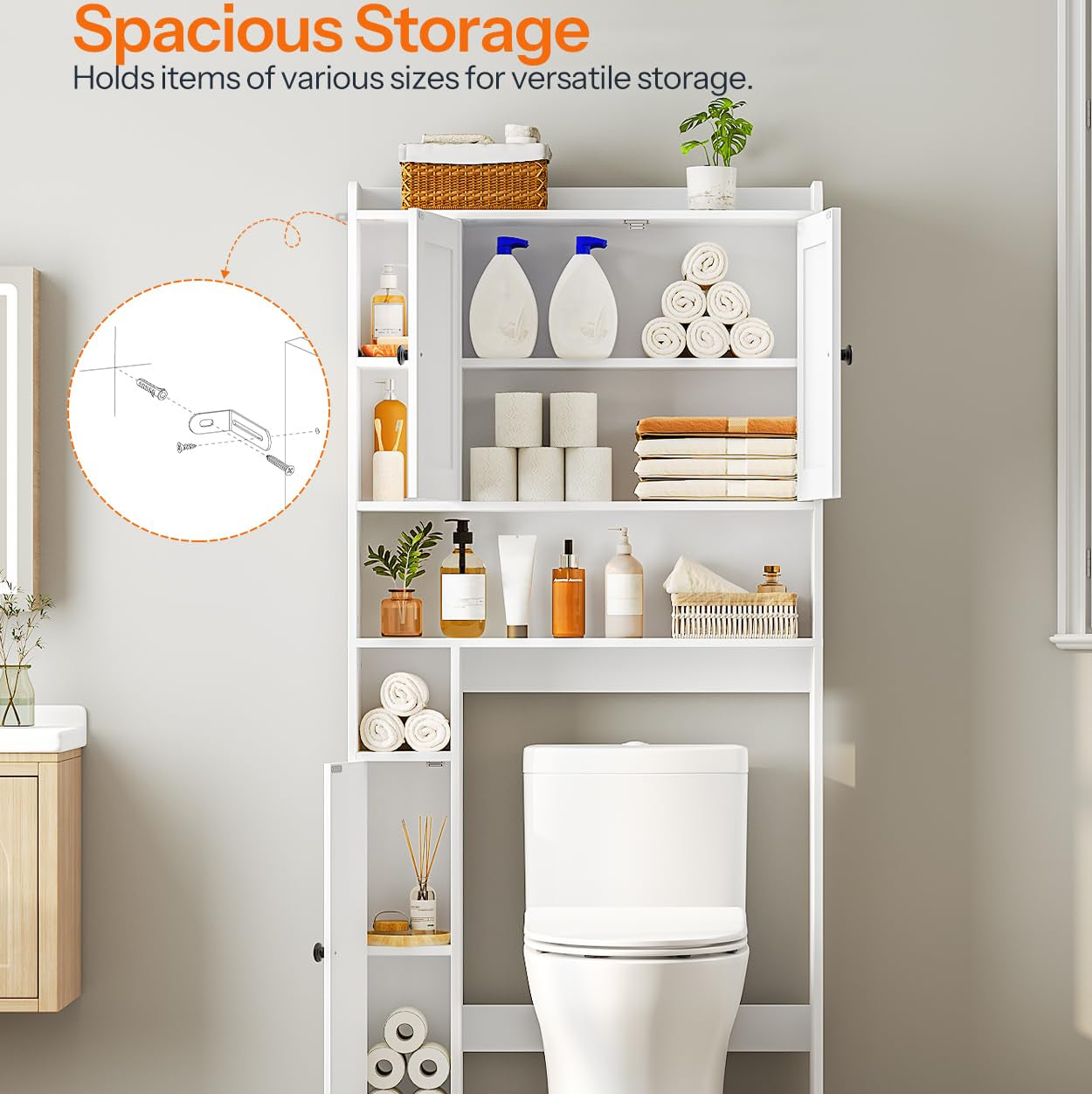 HOOBRO Farmhouse Over The Toilet Storage Cabinet