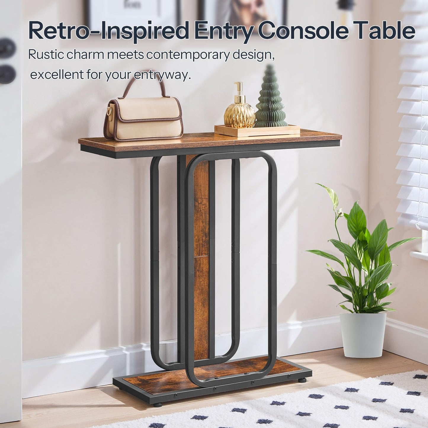 HOOBRO 2-Tier Narrow Console Table for Entryway