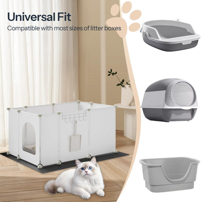 HOOBRO White Extra Large Litter Box Enclosure with Large Oxford Cloth Mat and Hooks