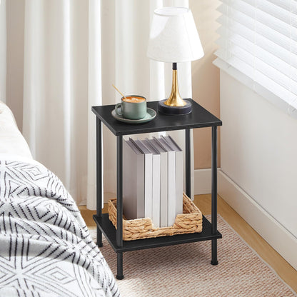 HOOBRO Black Double-Layer Storage Side Table
