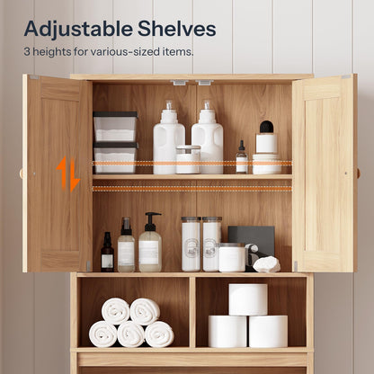 HOOBRO Over The Toilet Storage Cabinet with Rattan-Style Doors