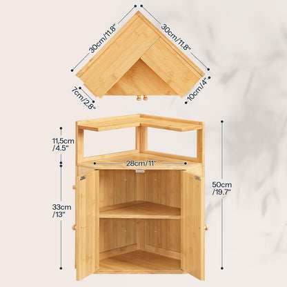 HOOBRO Bamboo Corner Bread Box for Kitchen