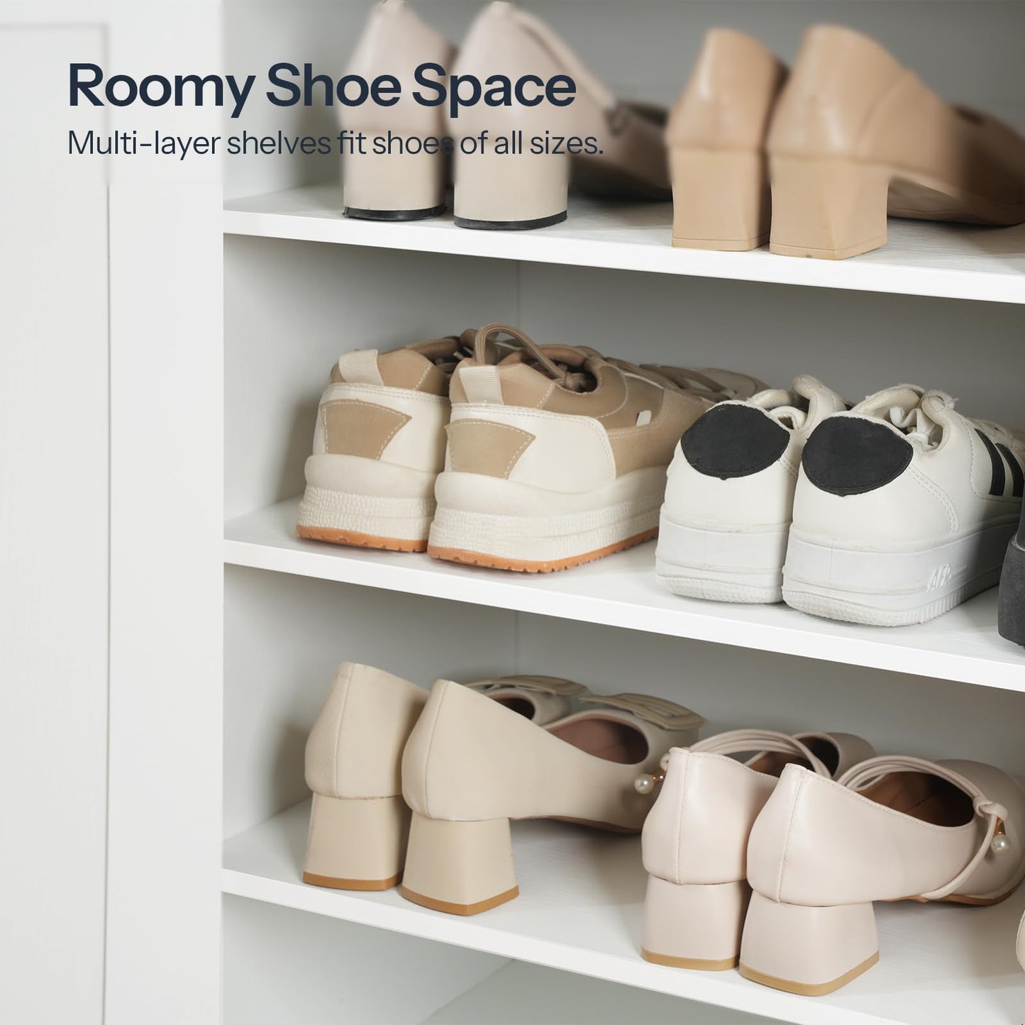 HOOBRO Entryway Wooden Shoe Storage Cabinet with 3 Doors for Entryway
