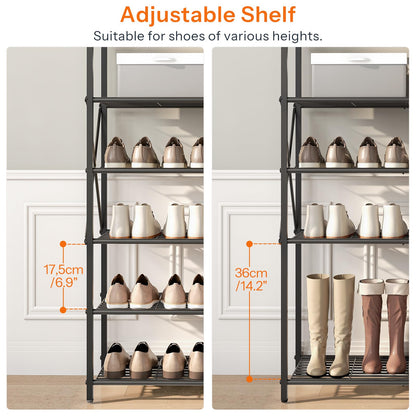 HOOBRO 8-Tier Metal Shoe Rack for Front Door Entrance