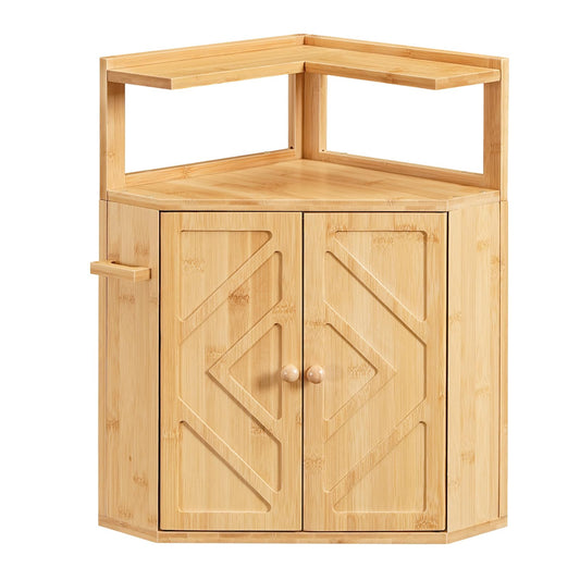 HOOBRO Bamboo Corner Bread Box for Kitchen