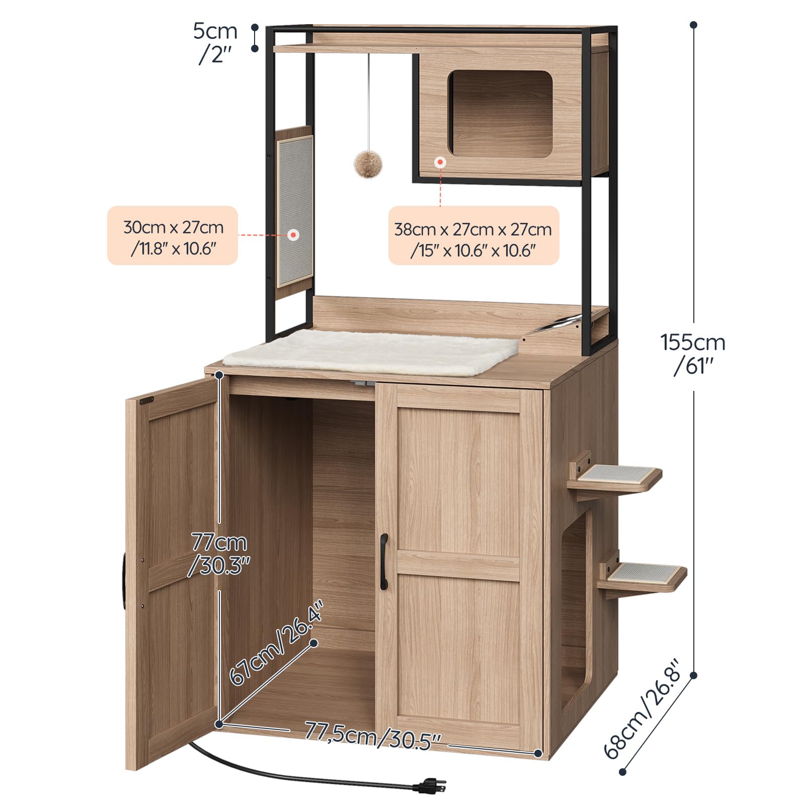 HOOBRO Automatic Cat Litter Box Enclosure with Charging Station