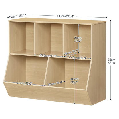 HOOBRO Natural 35.4-inch Long Children's Bookshelf and Storage Cabinet