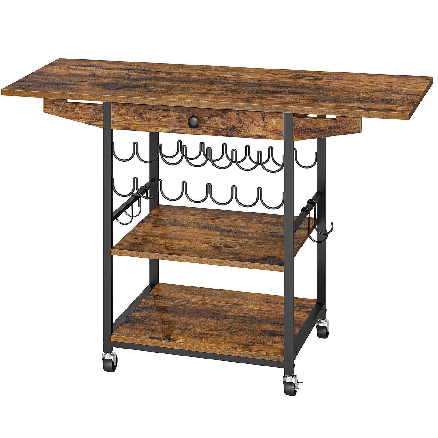 HOOBRO 3-Tier Movable Heat Press Table with Vinyl Roll Holder & Drawer