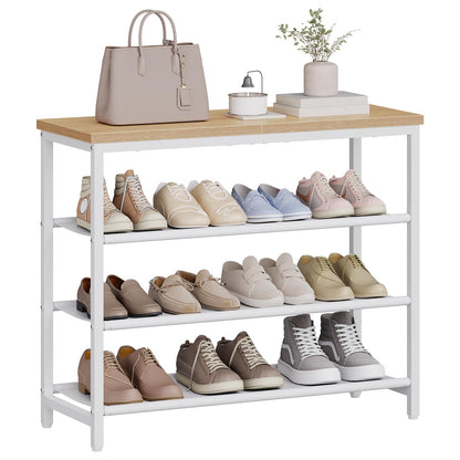 HOOBRO 4-Tier Small  Shoe Rack & Shoe Storage Organizer with PU Shelves