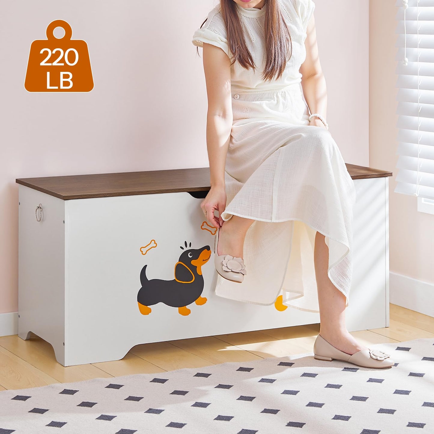 HOOBRO 43.3-inch Wooden Storage Bench & Toy Box