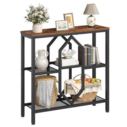 HOOBRO Console Table, Narrow Entryway Table, Behind Couch Table, Rustic