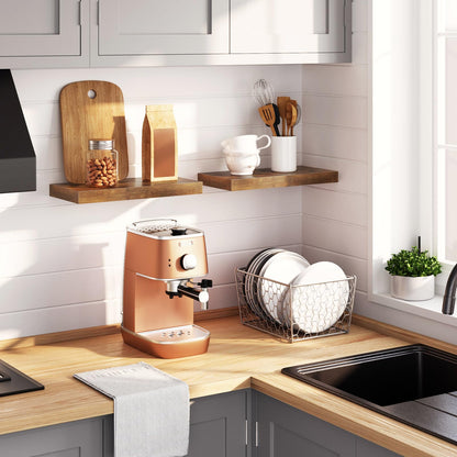 HOOBRO Retro Brown 15.7-inch Wall-Mounted Shelf with Concealed Bracket / 2PICS