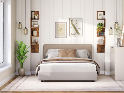 HOOBRO Retro Brown Wall-Mounted Corner Shelf / 2pics