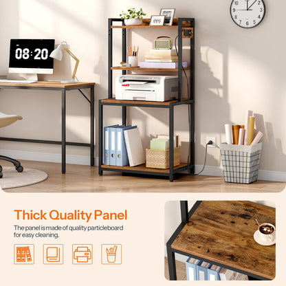 HOOBRO 4-Tier Storage Shelf Printer Stand with Charging Station